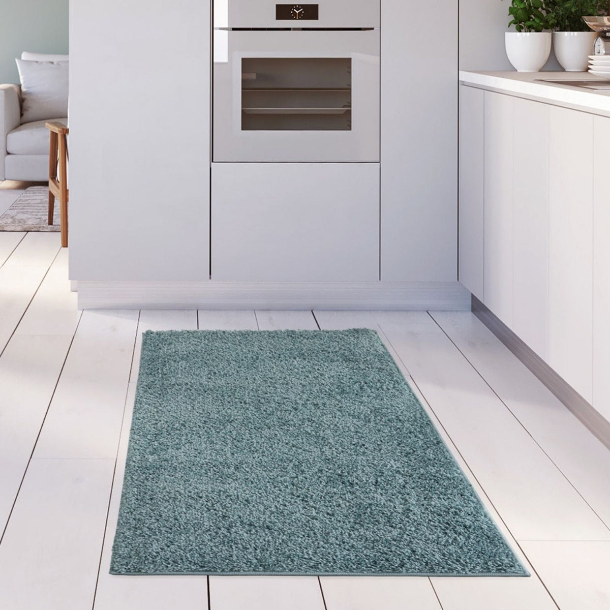 Myshaggy Solid Duck Egg Blue High‑Pile Indoor Rug | The Rugs