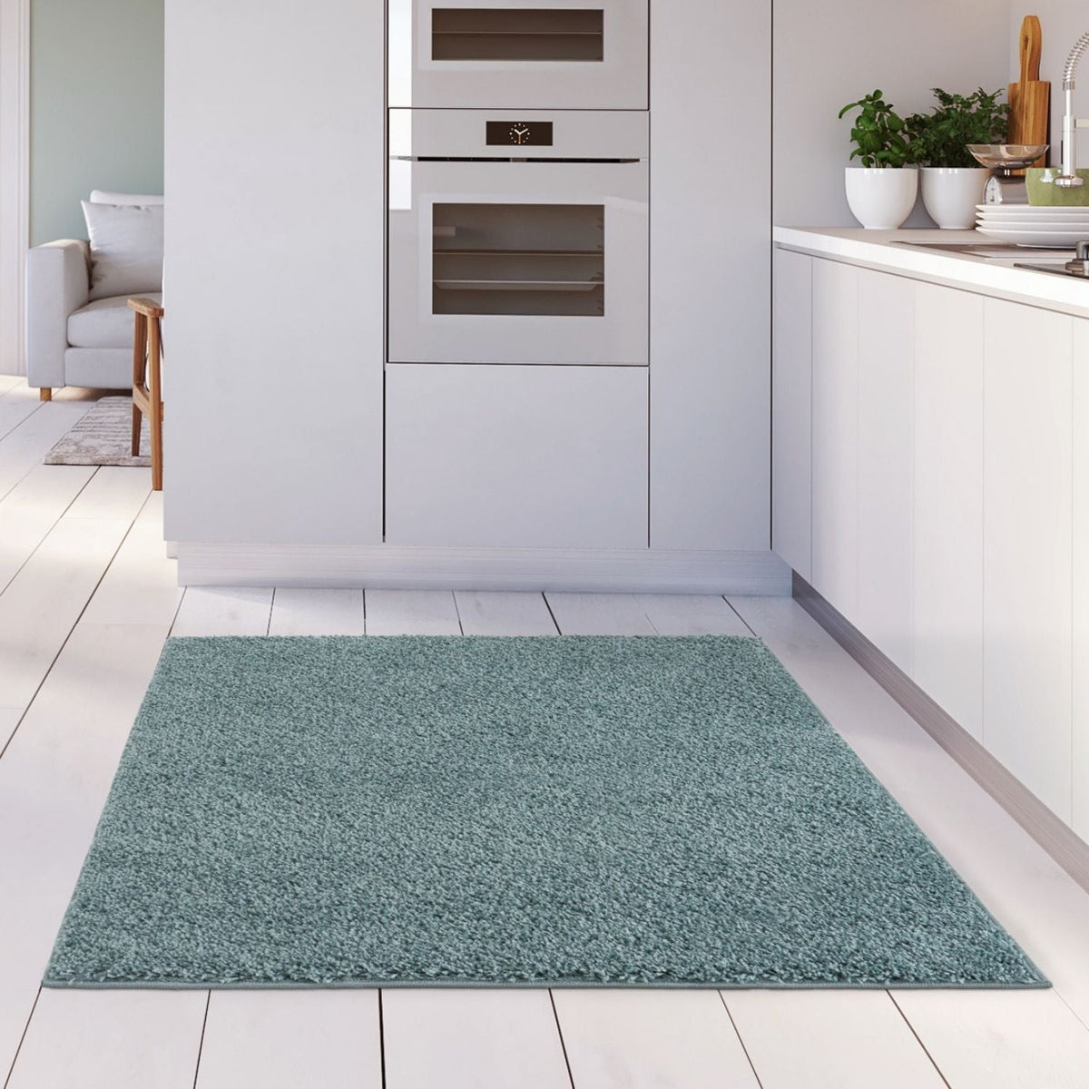 Myshaggy Solid Duck Egg Blue High‑Pile Indoor Rug | The Rugs