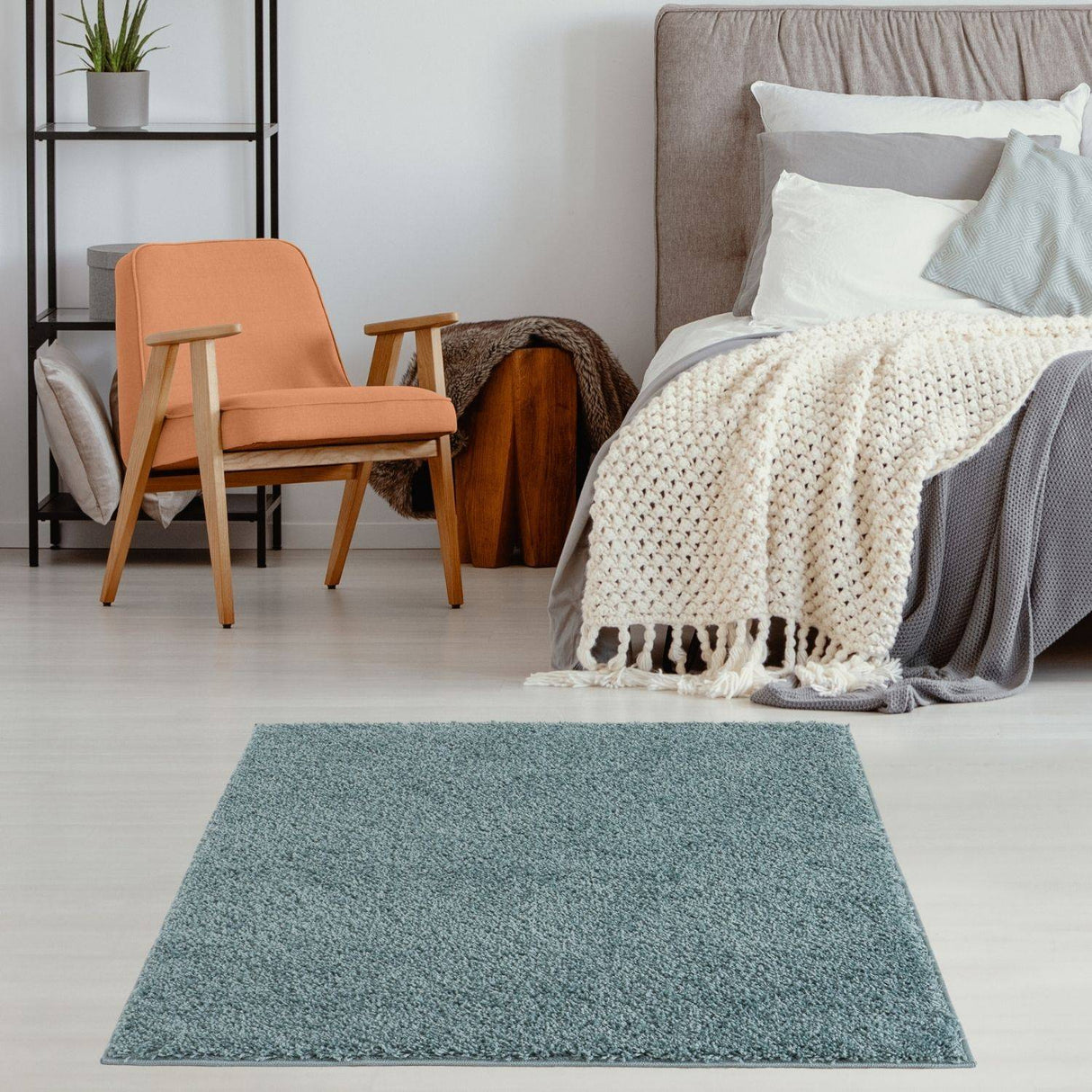 Myshaggy Solid Duck Egg Blue High‑Pile Indoor Rug | The Rugs