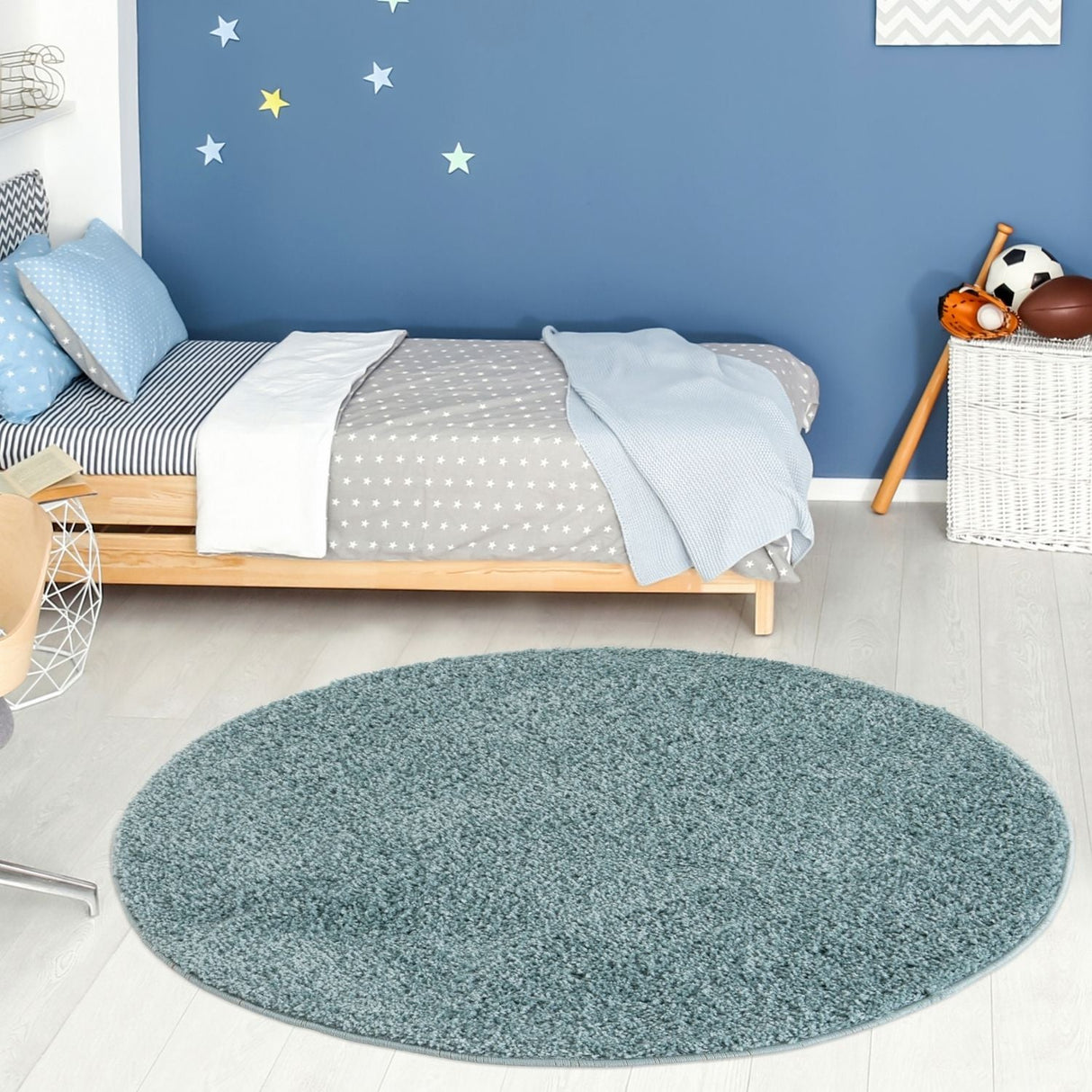 Myshaggy Solid Duck Egg Blue High‑Pile Indoor Rug | The Rugs