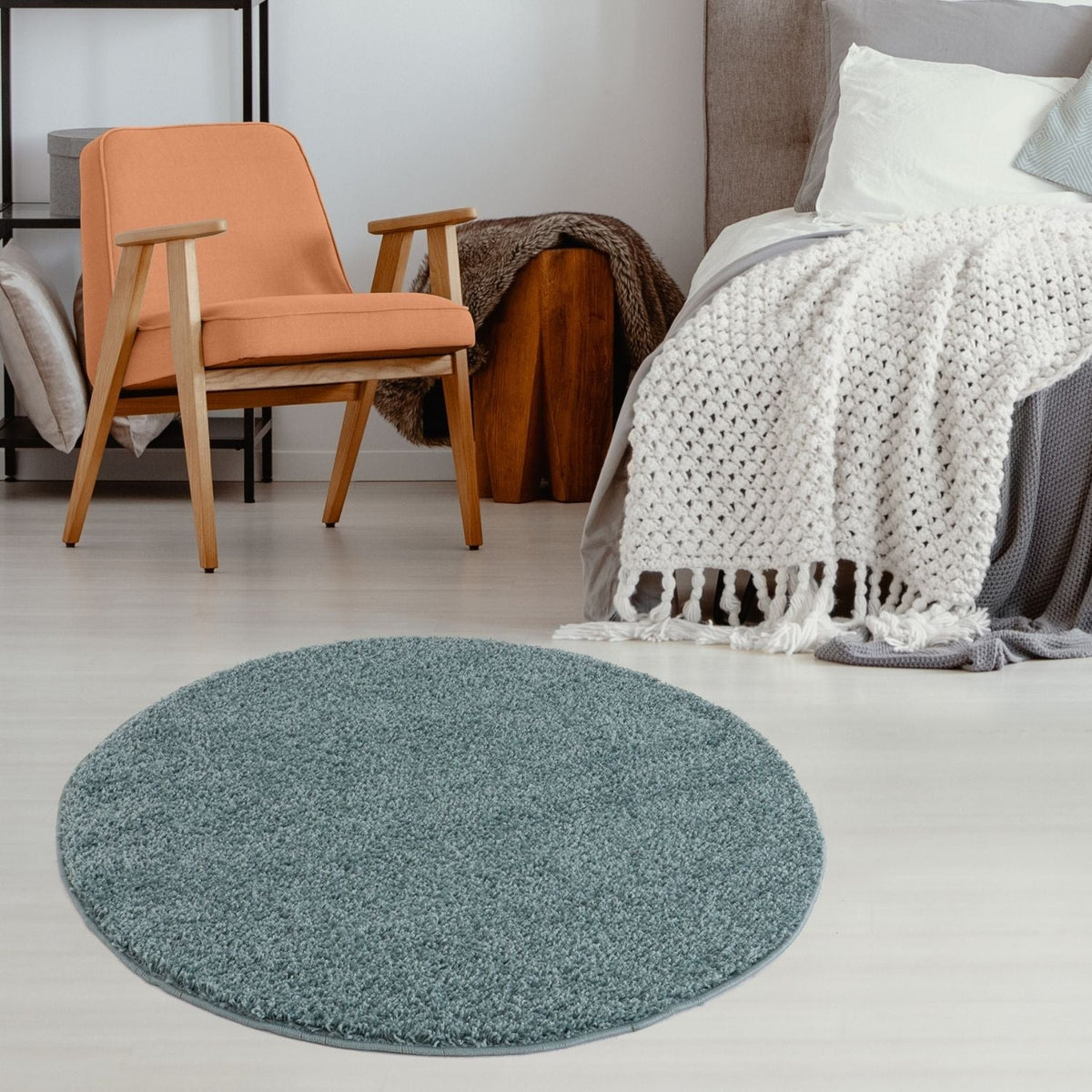 Myshaggy Solid Duck Egg Blue High‑Pile Indoor Rug | The Rugs