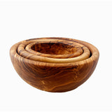 Olive Wood Round Stacking Bowls - Set of 3