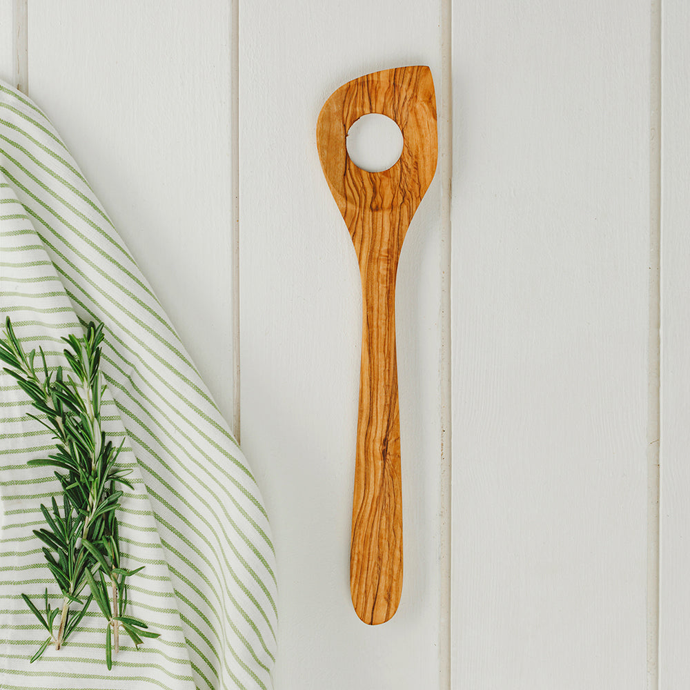 Olive Wood Risotto Spoon – Natural Wooden Spoon for Stirring & Serving ...