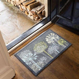 The Rugs Eco-Washable Floral Design Mat in Grey