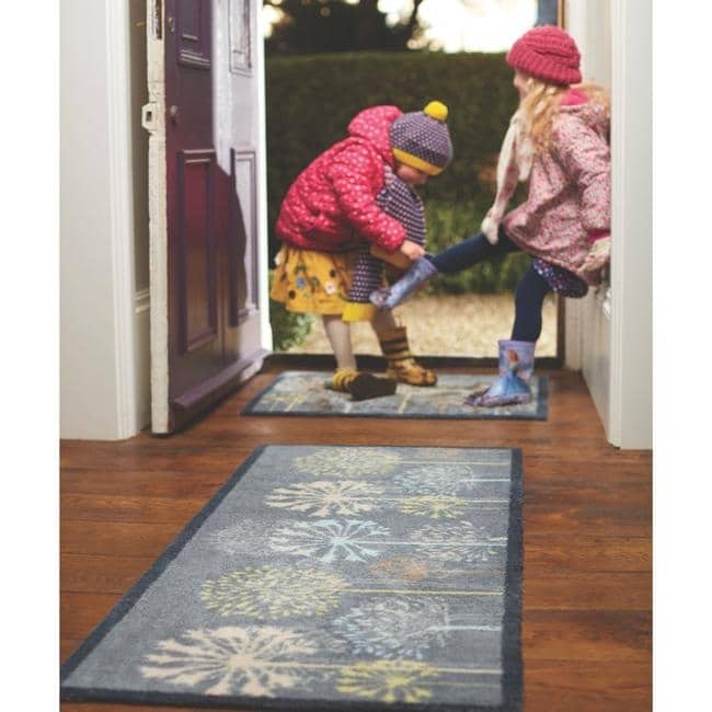 The Rugs Eco-Washable Floral Design Mat in Grey