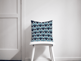 Shadowbright Blue Geometric Arches Design Cushion, Throw Pillow