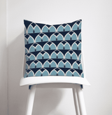 Shadowbright Blue Geometric Arches Design Cushion, Throw Pillow