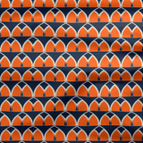 Shadowbright Navy Blue and Orange Geometric Cotton Drill Fabric