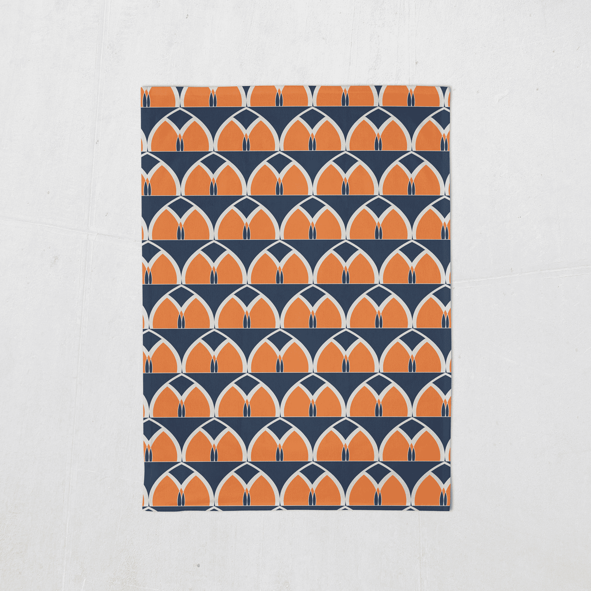 Shadowbright Blue/Orange Tea Towel with Geometric Arches Design