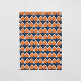 Shadowbright Blue/Orange Tea Towel with Geometric Arches Design
