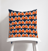 Shadowbright Navy Blue/ Orange Retro Geometric Arches Design Cushion, Throw Pillow