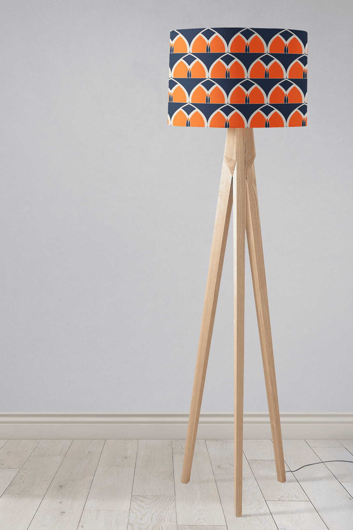 Shadowbright Navy Blue and Orange Retro Geometric Design Lampshade