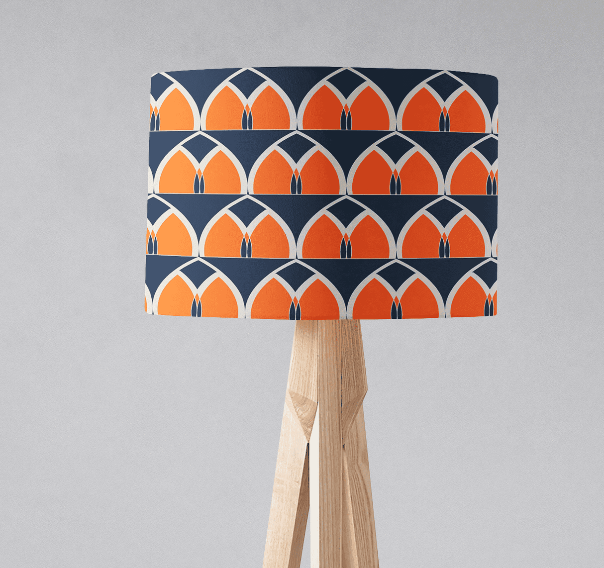 Shadowbright Navy Blue and Orange Retro Geometric Design Lampshade