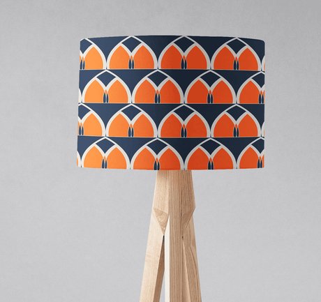 Shadowbright Navy Blue and Orange Retro Geometric Design Lampshade