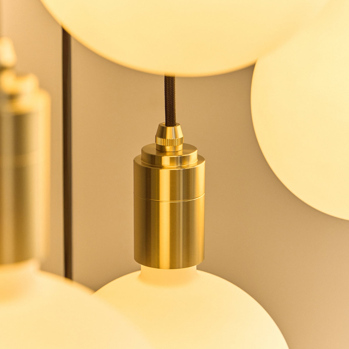 Tala Triple Pendant Light in Brass with Sphere IV Bulbs