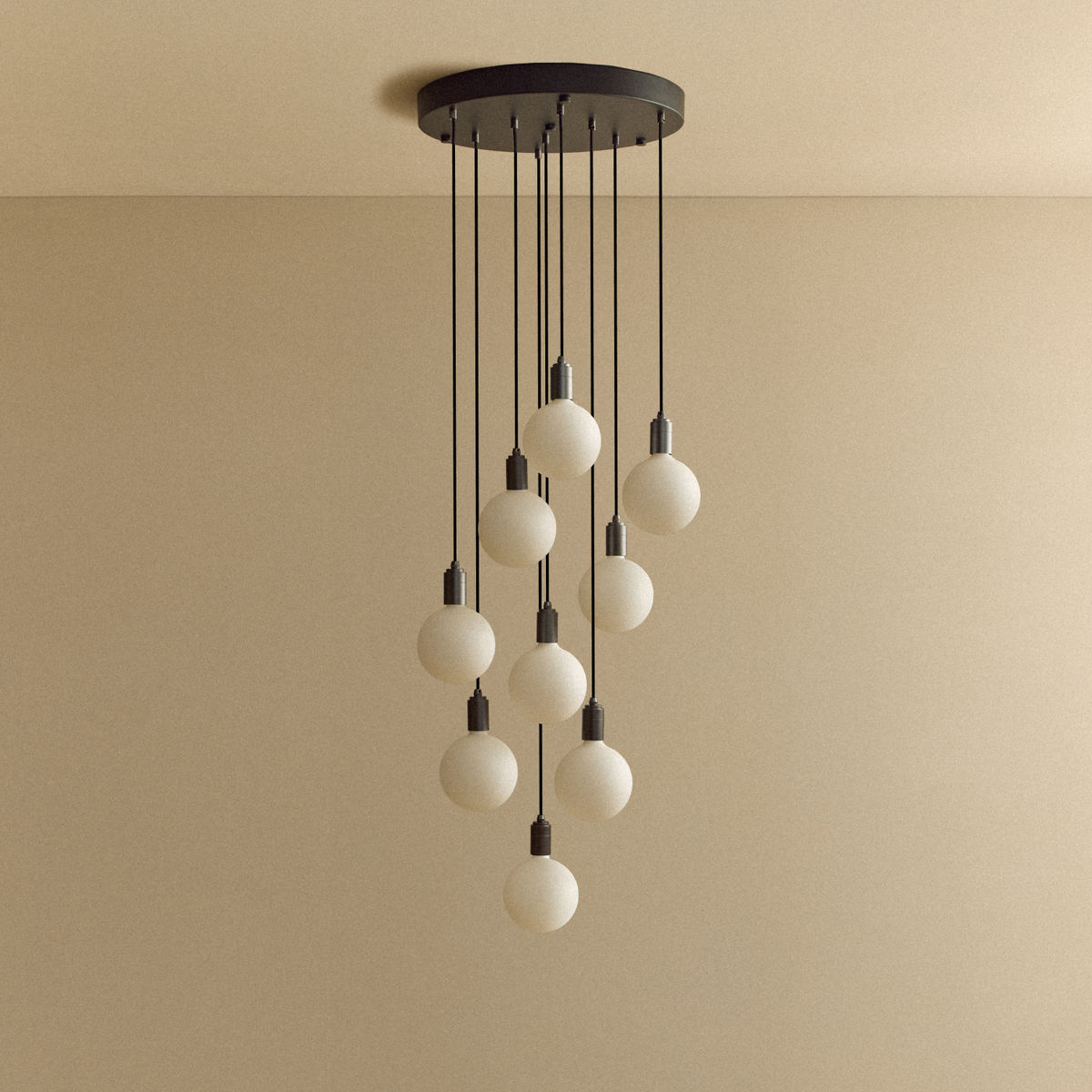 Tala Nine Pendant in Graphite with Sphere IV Bulbs