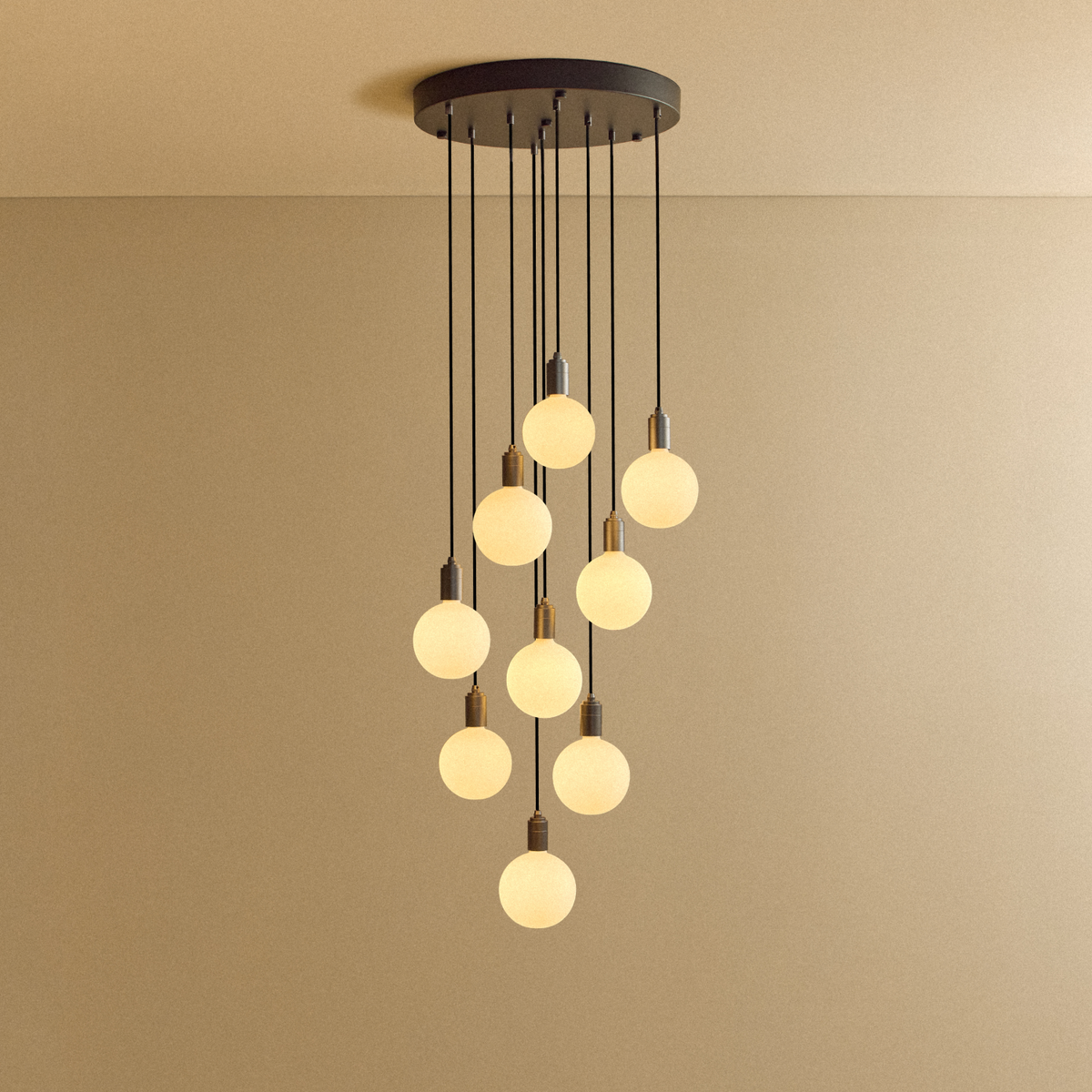 Tala Nine Pendant in Graphite with Sphere IV Bulbs