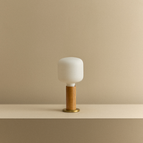 Tala Knuckle Table Lamp in Oak with Oblo Bulb