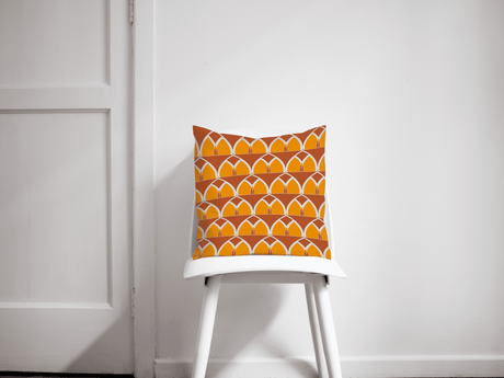 Shadowbright Orange and Yellow Geometric Arches Design Cushion, Throw Pillow