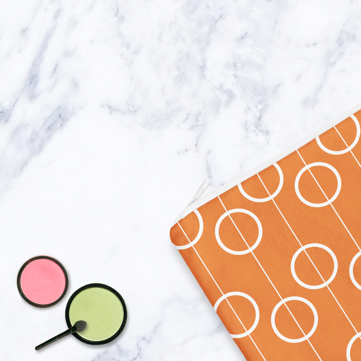 Shadowbright Orange Retro Geometric Make Up Bag - 24cm x 19cm
