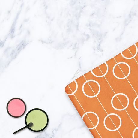 Shadowbright Orange Retro Geometric Make Up Bag - 24cm x 19cm