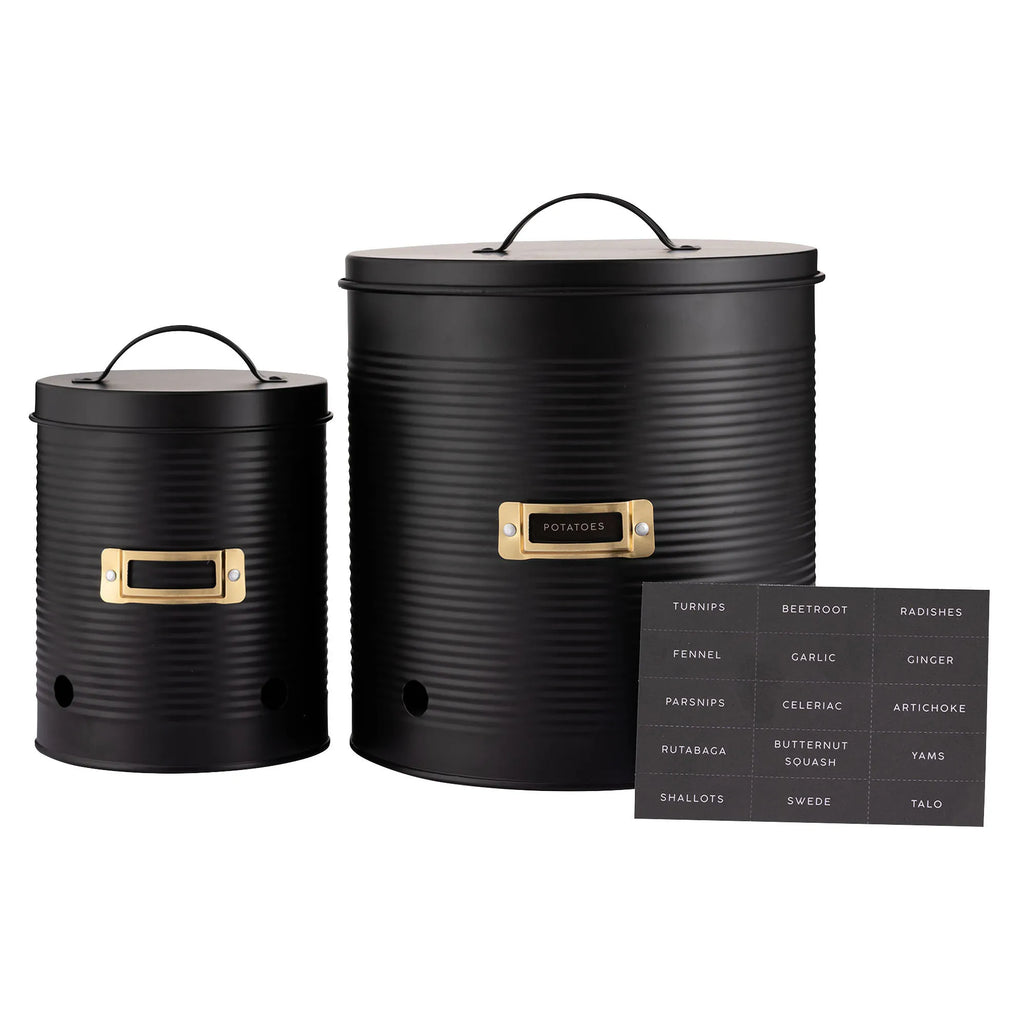 Typhoon Otto Black Root Vegetable Storage Canisters, Set Of 2, 2.2 Litres & 7.4 Litres