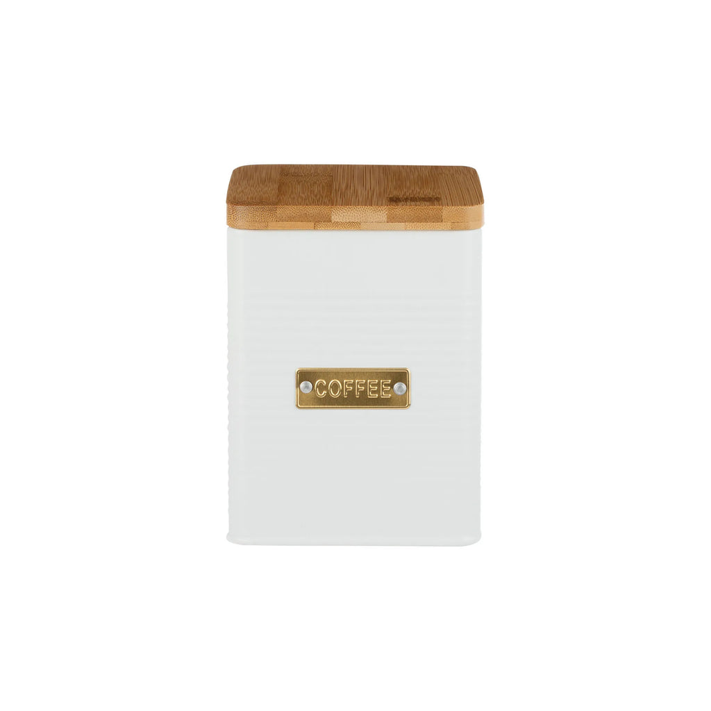 Typhoon Otto Square White Coffee Storage Jar with Bamboo Lid, 1.6 Litres