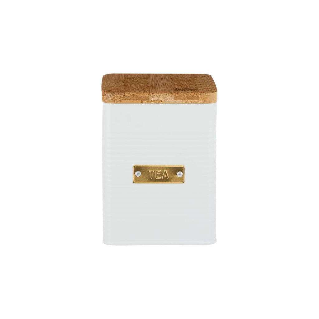 Typhoon Otto Square White Tea Storage Jar with Bamboo Lid, 1.6 Litres