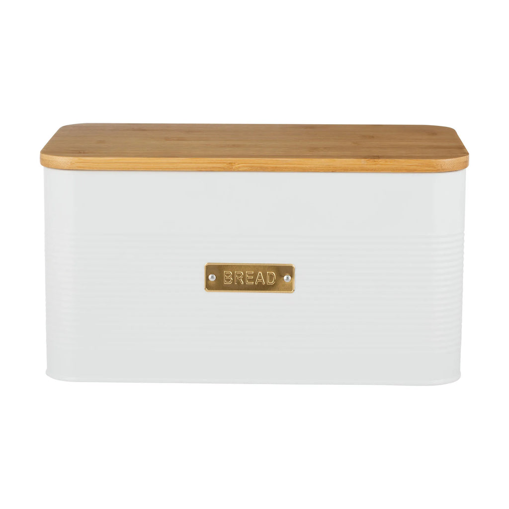 Typhoon Otto Square White Bread Bin Storage with Bamboo Lid, 9.5 Litres