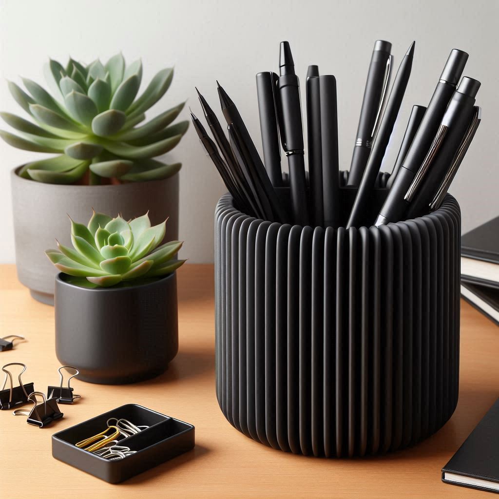 Filamora Studios Modern Ribbed Pencil Holder