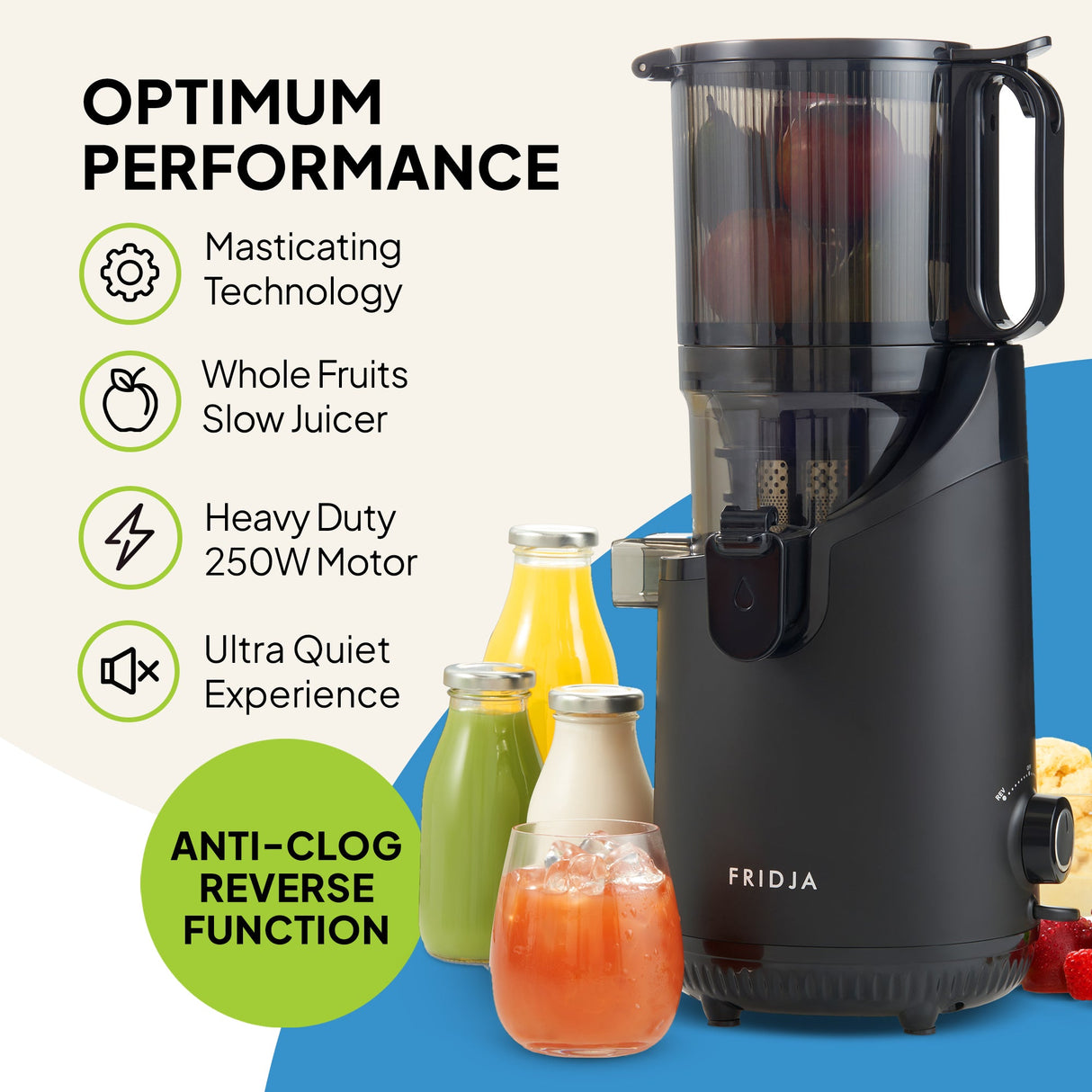 Fridja F2500 Self-Feeding Whole Fruit Juicer