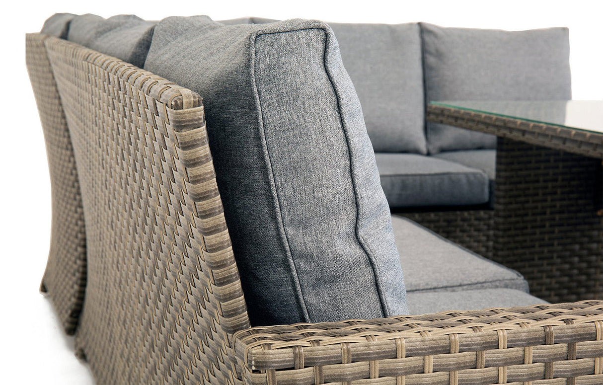 MINT Outdoor Palma Grey 9 Seater Corner Rattan Dining Lounge Set