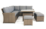 MINT Outdoor Palma Grey 9 Seater Corner Rattan Dining Lounge Set
