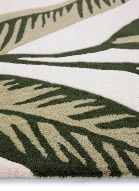 The Rugs Paradise Leaf Hand‑Tufted Wool Rug Cream & Green