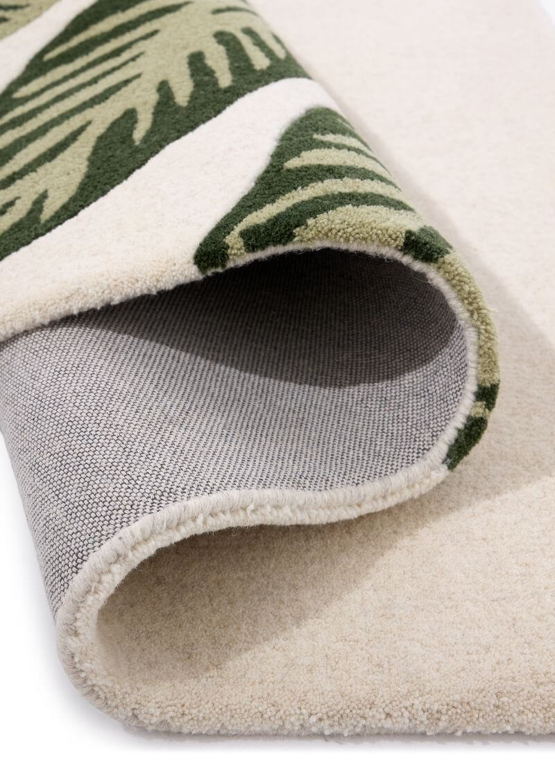 The Rugs Paradise Leaf Hand‑Tufted Wool Rug Cream & Green
