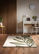 The Rugs Paradise Leaf Hand‑Tufted Wool Rug Cream & Green