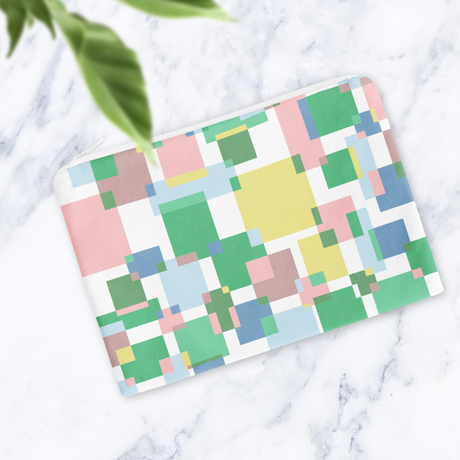 Shadowbright Pastel Geometric Abstract Makeup Bag - 24cm x 19cm