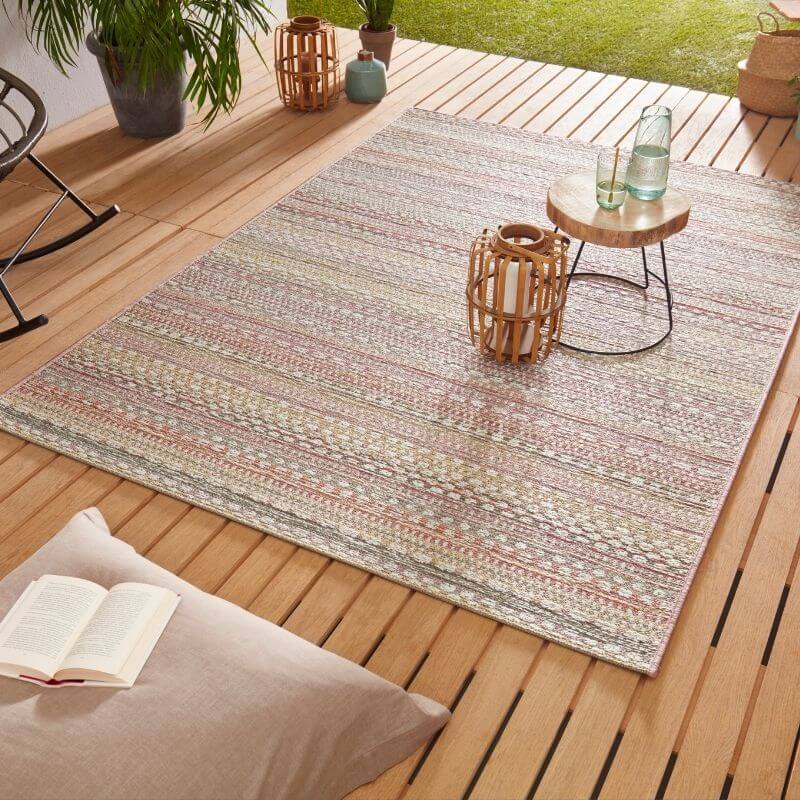 Indoor Outdoor Rug Pine Boho Stripe Design by The Rugs