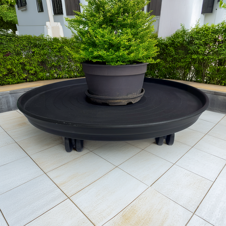 Etree Patio Pot Trolley Set of 2 Black – Medium 30cm & Large 38cm