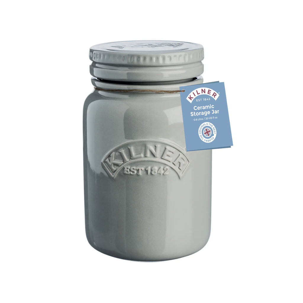 Kilner Ceramic Morning Mist Push Top Storage Jar, 600 ml