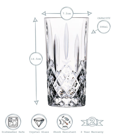 Rinkit Orchestra Crystal Highball Glasses 396ml – Set of 6