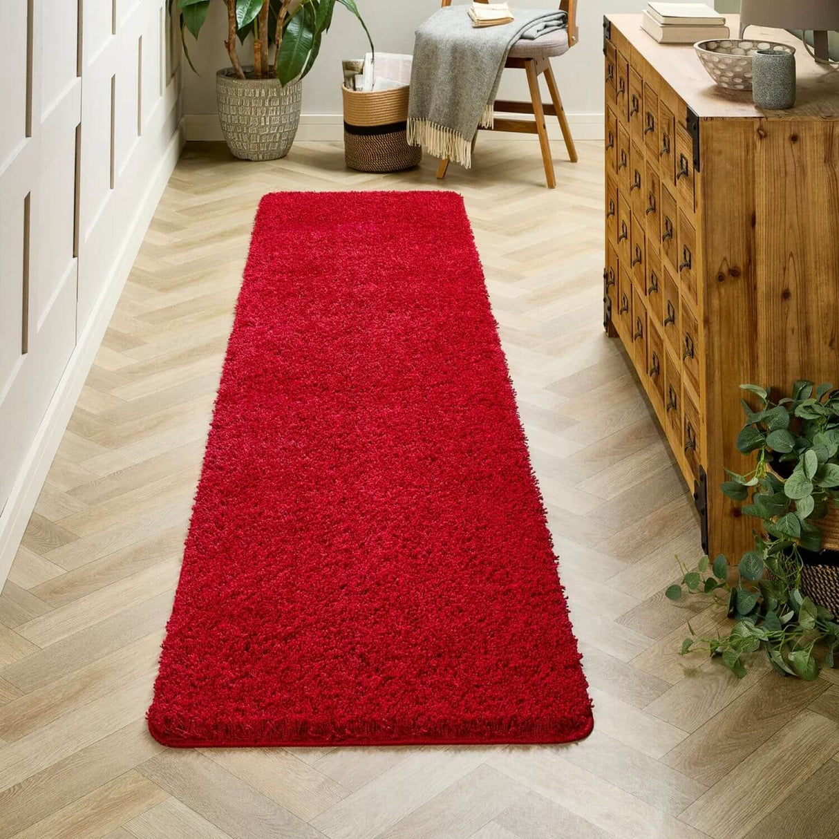 Washable Red Shaggy Rug - The Rugs