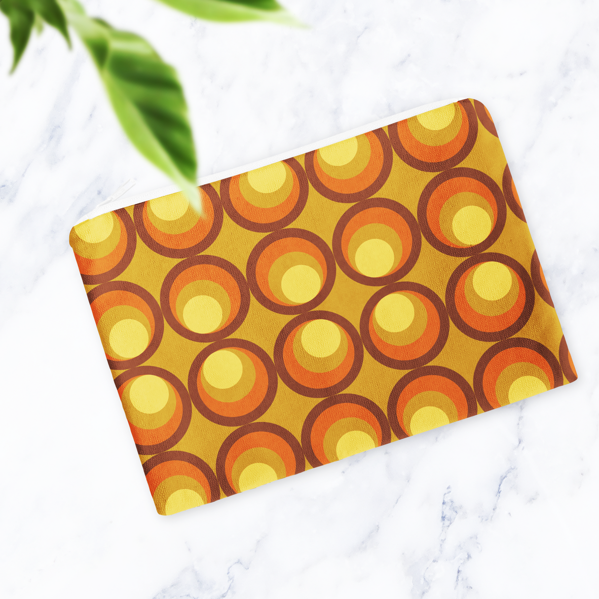 Shadowbright Mustard and Orange 70s Retro Make Up Bag - 24cm x 19cm