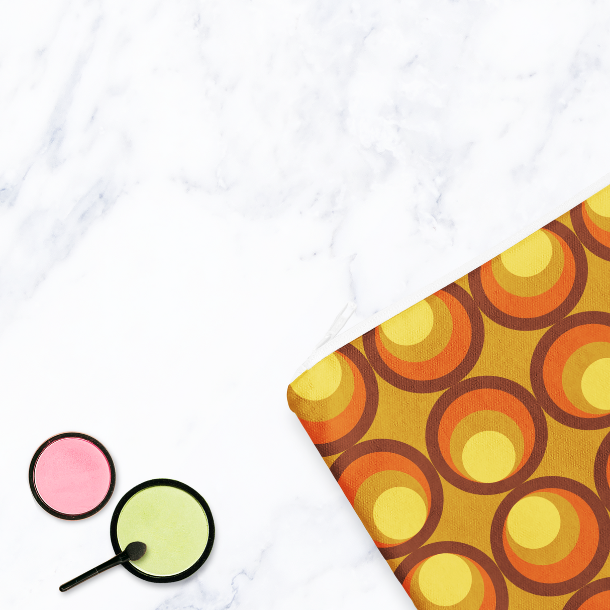 Shadowbright Mustard and Orange 70s Retro Make Up Bag - 24cm x 19cm