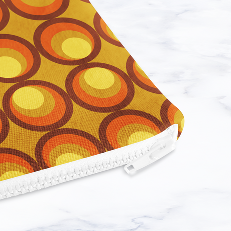 Shadowbright Mustard and Orange 70s Retro Make Up Bag - 24cm x 19cm