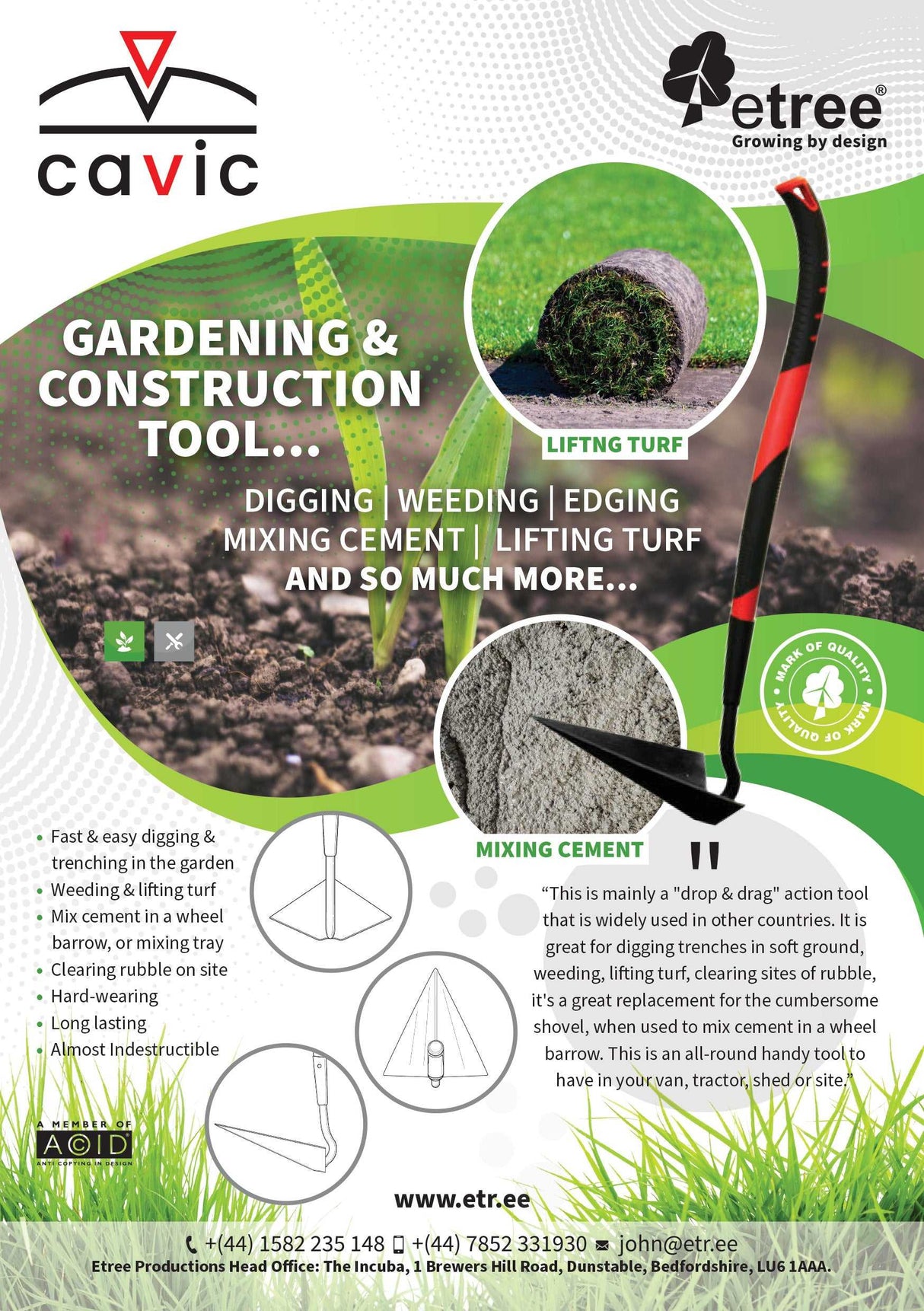 Etree Cavic Garden Hoe / Bedding Shovel