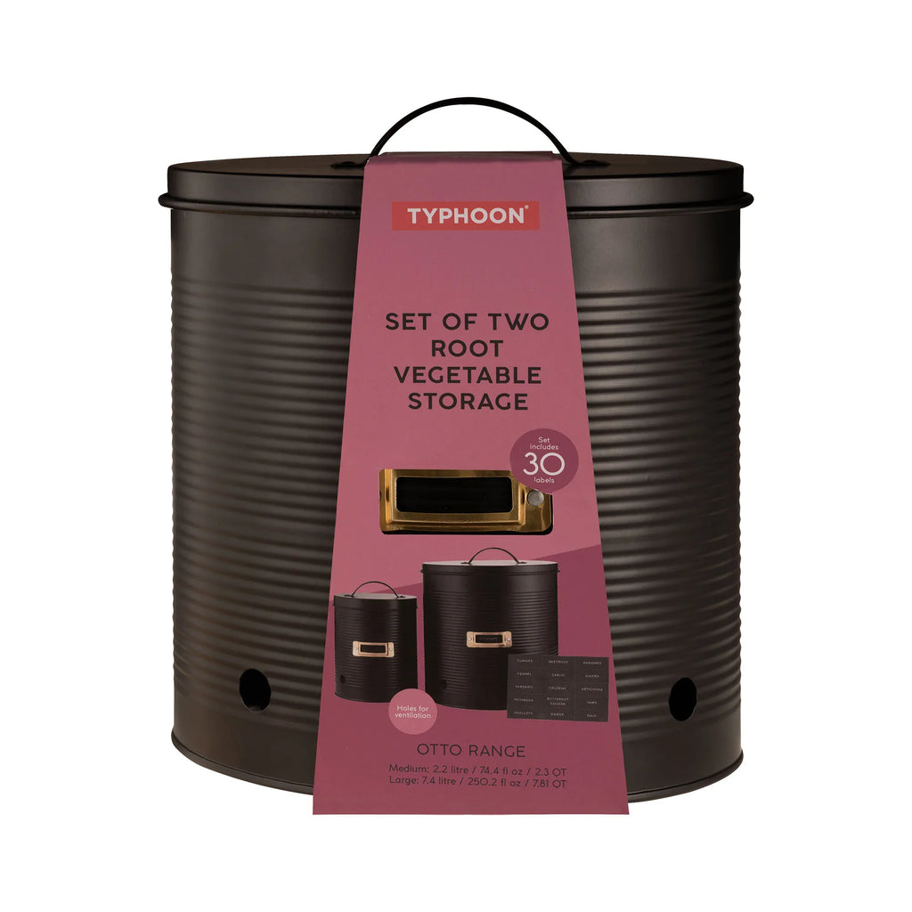 Typhoon Otto Black Root Vegetable Storage Canisters, Set Of 2, 2.2 Litres & 7.4 Litres