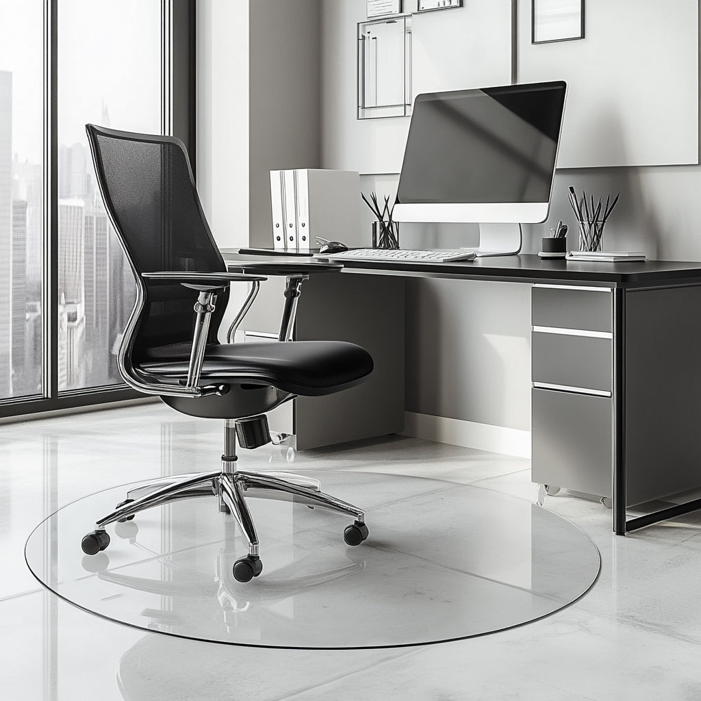 Round Chair Mat Hard Floor Transparent Frosted | Nicoman