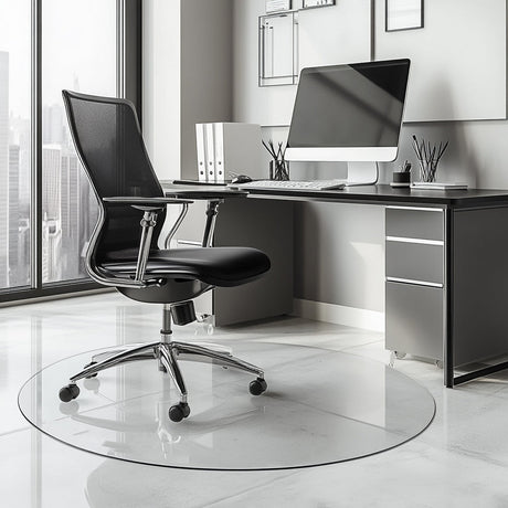Round Chair Mat Hard Floor Transparent Frosted | Nicoman