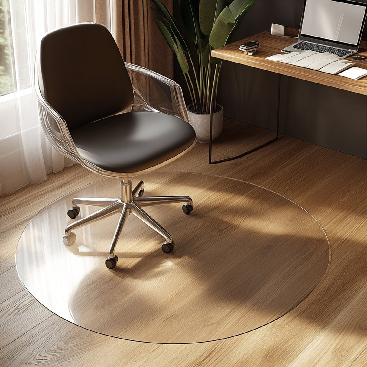 Round Chair Mat Hard Floor Transparent Frosted | Nicoman